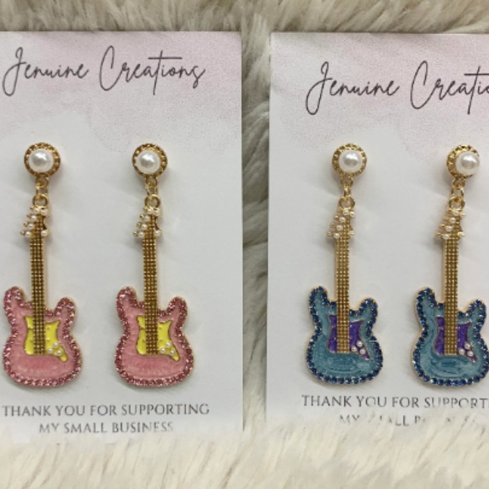 Guitar Earrings, Rhinestone, Nashville, Bachelorette Party Earrings, Concert